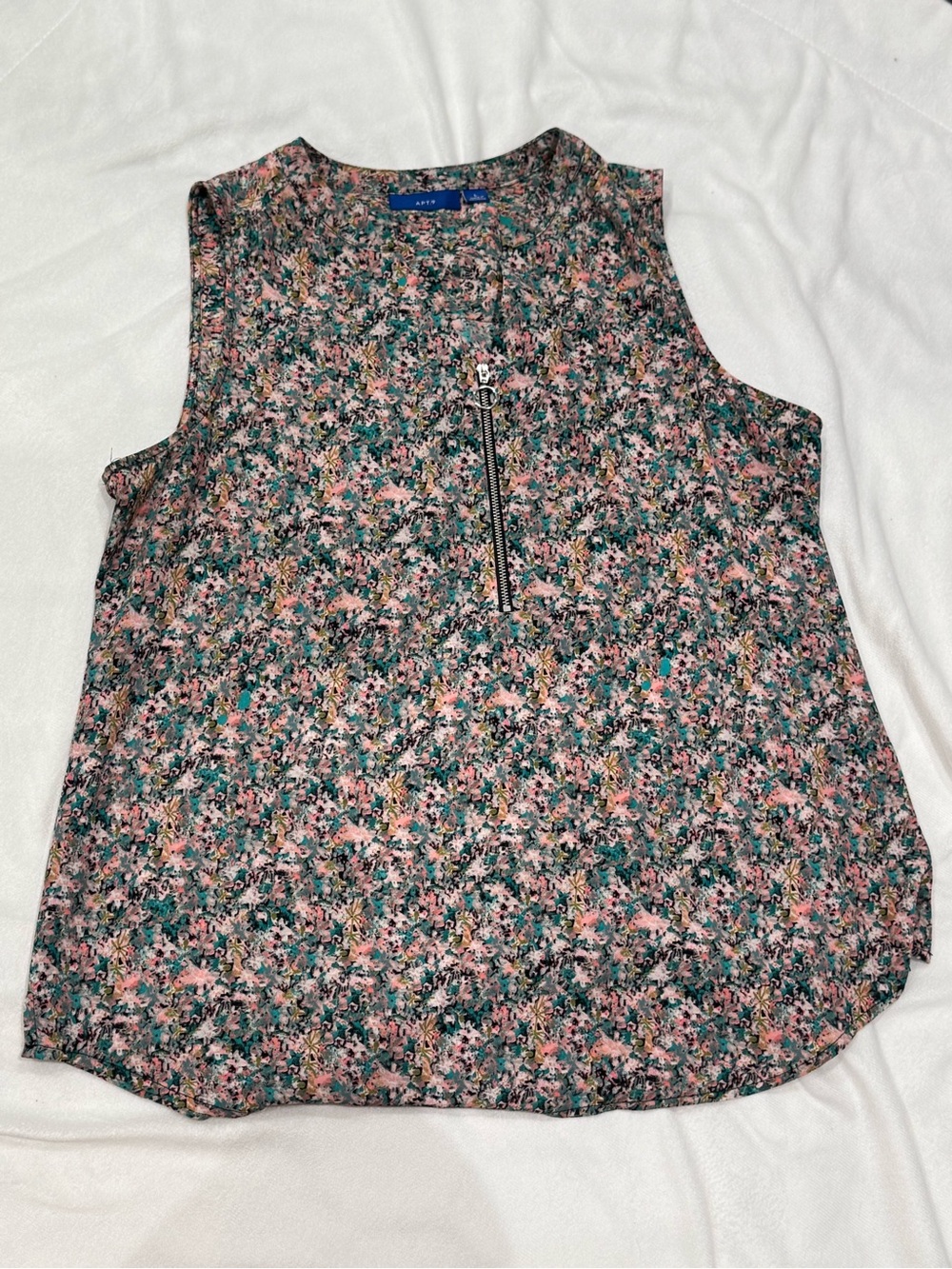 Apt. 9 Floral Zip-Front Sleeveless Camisole - Pink & Green